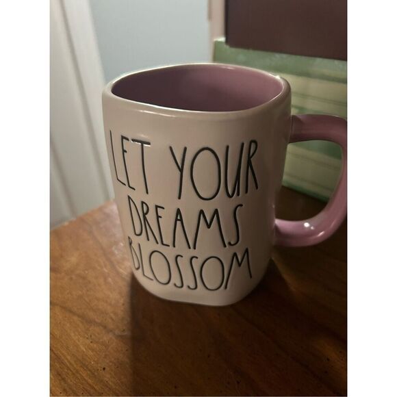 Rae Dunn "LET YOUR DREAMS BLOSSOM" Mug Lavender Handle & Interior - Picture 1 of 3